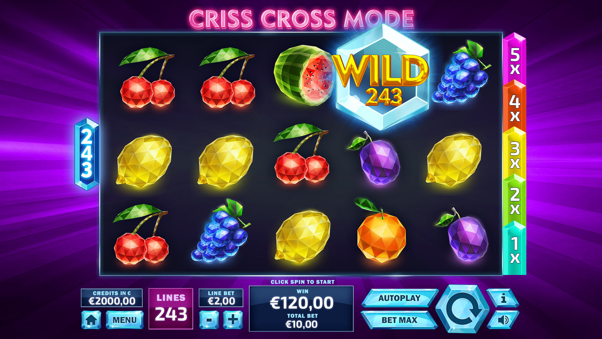 243 Crystal Fruits Slot Gameplay