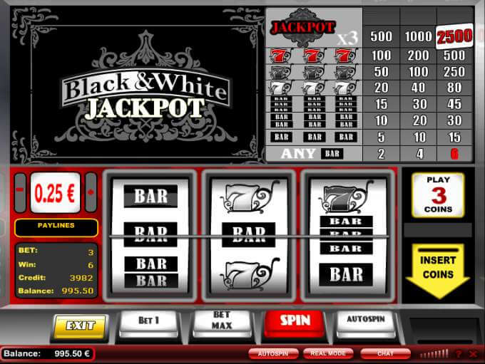 Black and White Slot Gameplay