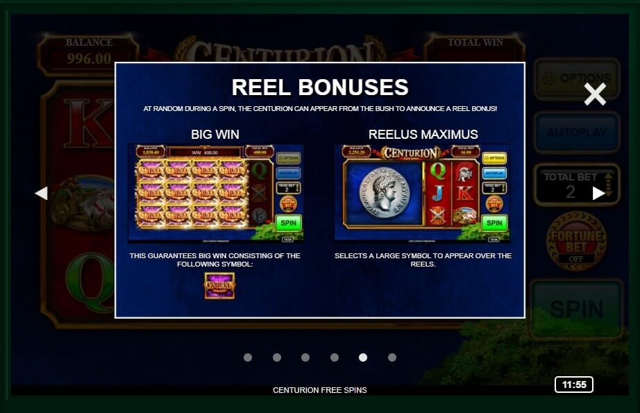 Centurion Free Spins Bonus