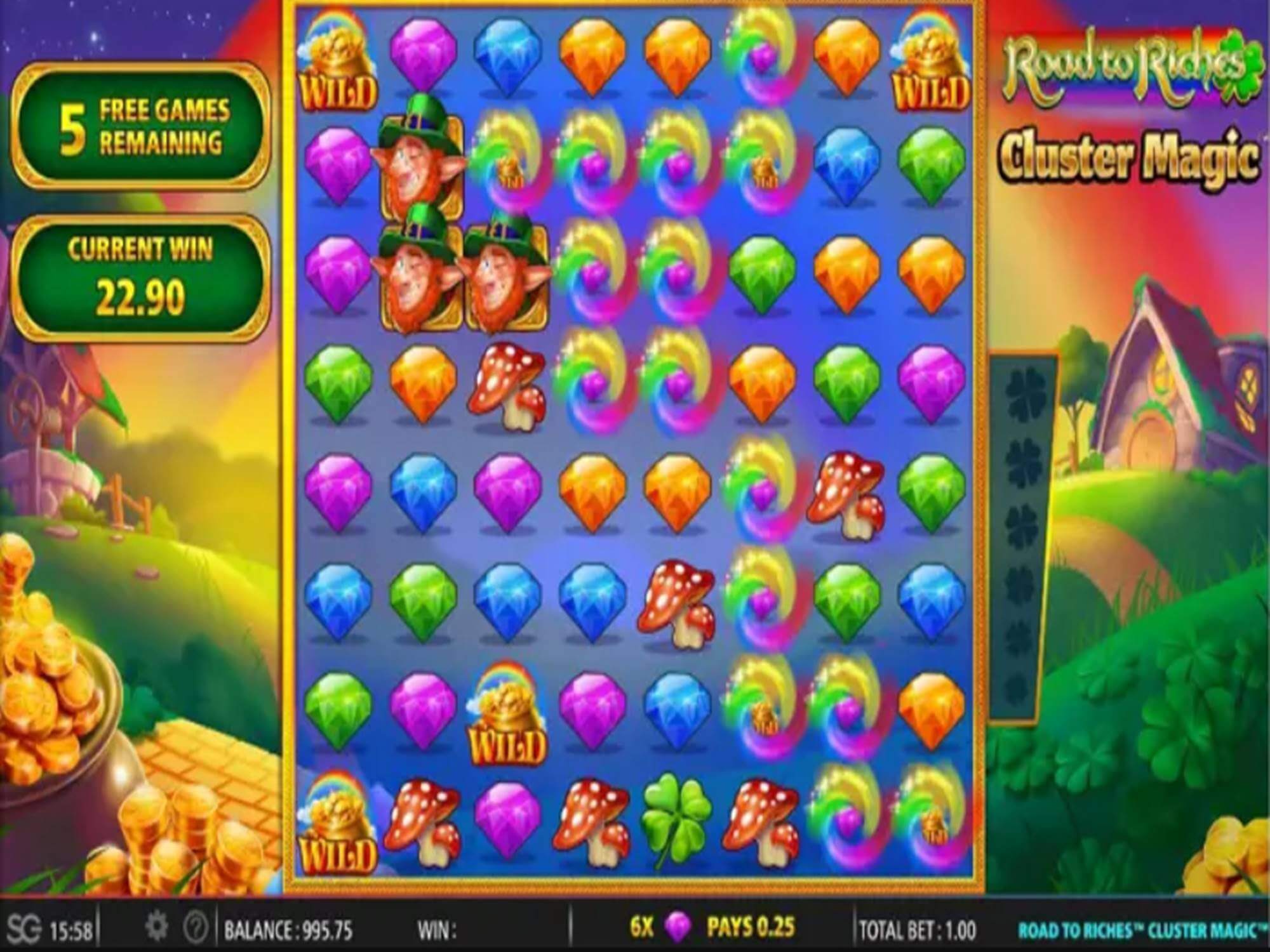Rainbow Riches Cluster Magic Slot Gameplay