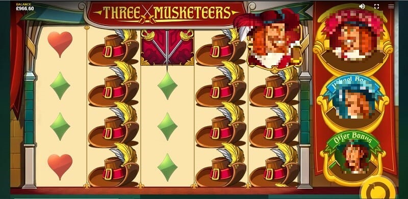Three Musketeers Slot Bonus