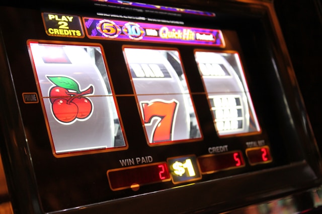 A close up photo of a slot machine.